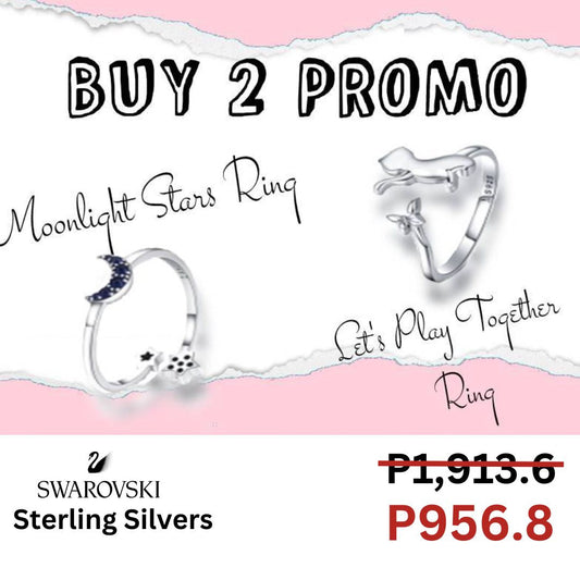 Moonlight Stars Ring & Let's Play Together Ring Swarovski Sterling Silver